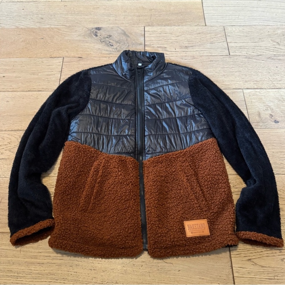 Naketano (faux) Full Zip Fleece Puffer Jacket Women’s Sz large
